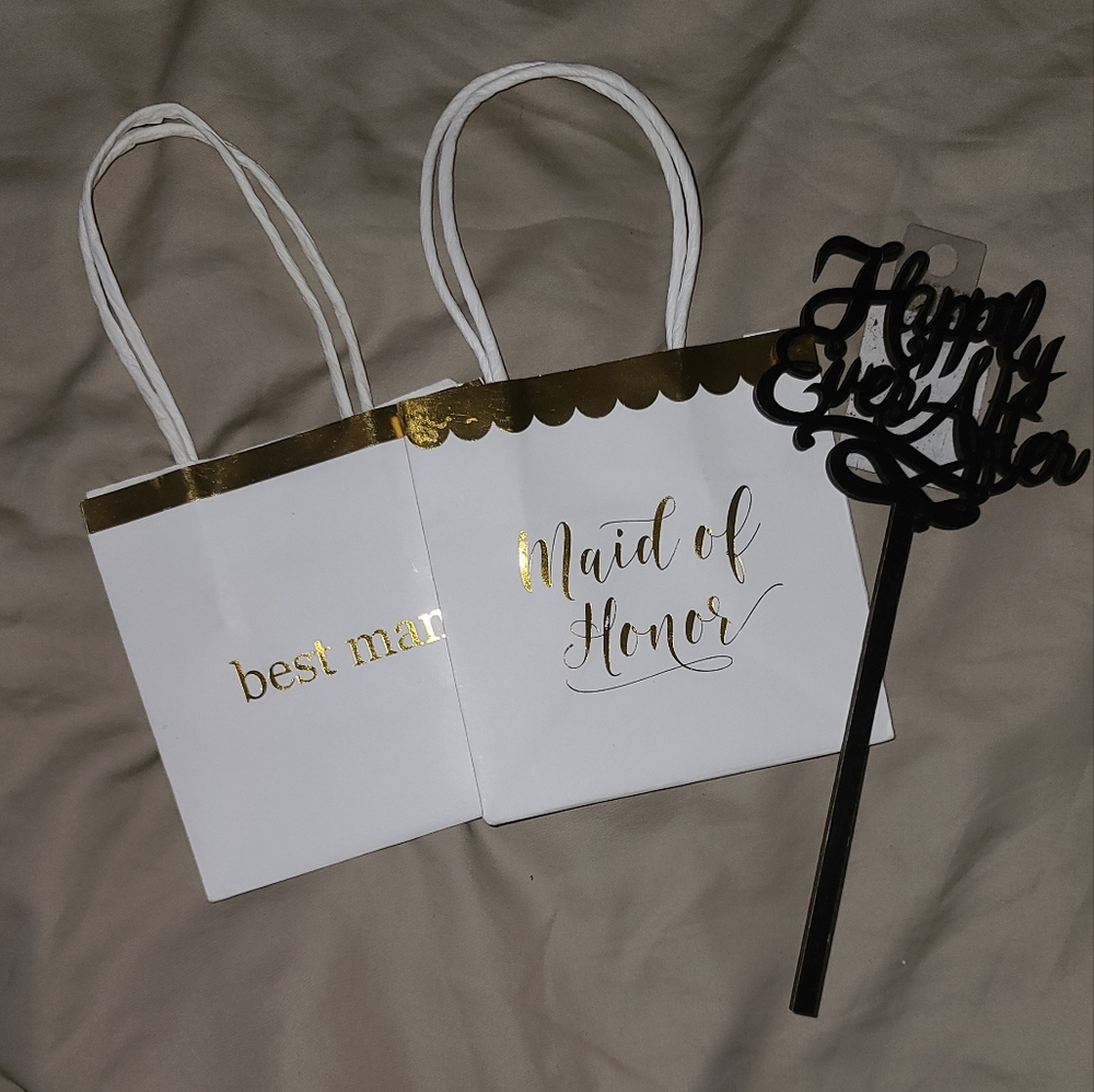Happily Ever After Cake Topper and 2 Gift Bags